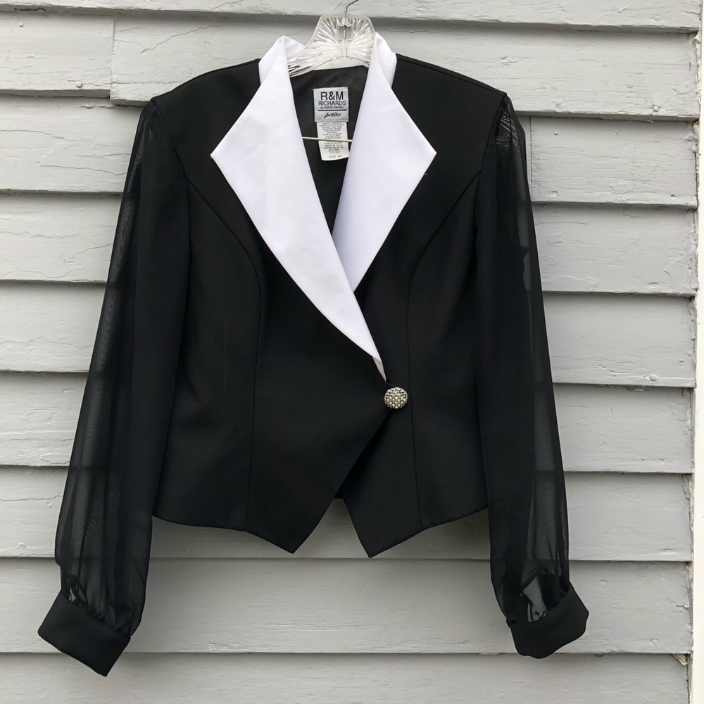 R & M Richards Petite Black & White Jacket Size 8P